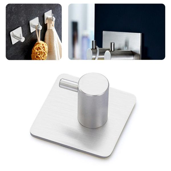 

hooks & rails sliver wall for clothes stainless steel towel keys hanger mount 3m adhesive storage hook