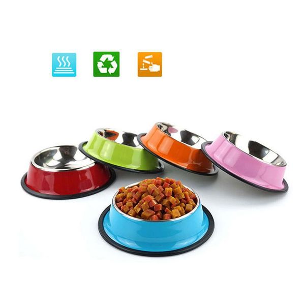 

dog bowls & feeders pet supplies cat stainless steel anti-skid bowl puppy feeder