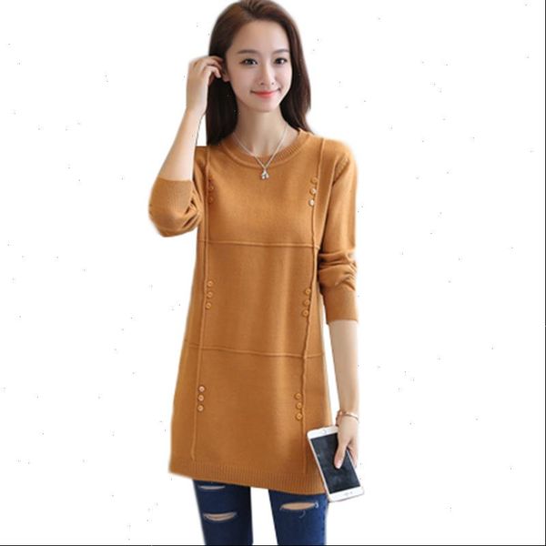 

autumn winter women sweater new solid pullover knitwear sweater o neck long sleeve 2021 medium length sweater female clothes top, White;black