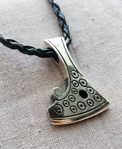 

popular nordic viking axe amulet hollowed out pendant necklace men's pendant chain, Silver
