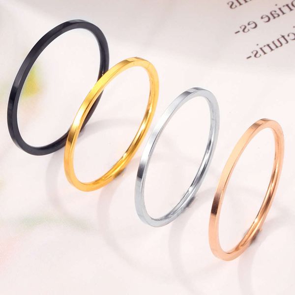 

2021 fashion kids ring couple's very thin smooth titanium simple food tail stainless steel jewelry, Red;brown