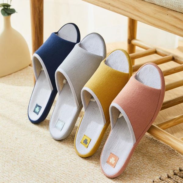 

slippers 2021 spring and summer japanese plain simple home cotton four seasons basin bottom thick floor couples, Black