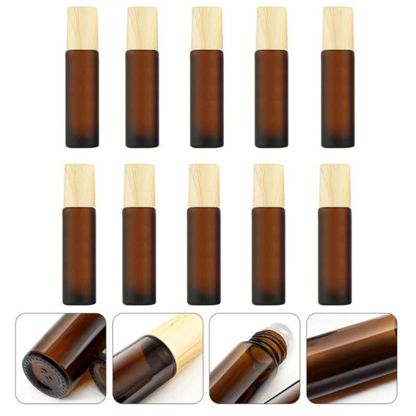 

storage bottles & jars 10pcs steel essential oil bottle thicken glass roller brown
