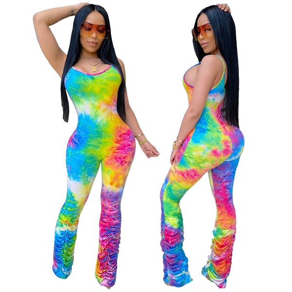 

women colorful printing trouser leg fold sling jumpsuit, Gray