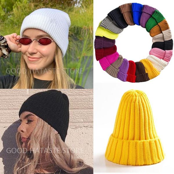 

beanies autumn for women cotton blends solid warm soft knitted hats men winter caps women's skullies girl wholesale