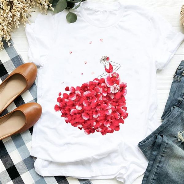 

men lady floral ladies mens t shirt casaul elegant trend 90s print tee clothes female graphic, White;black