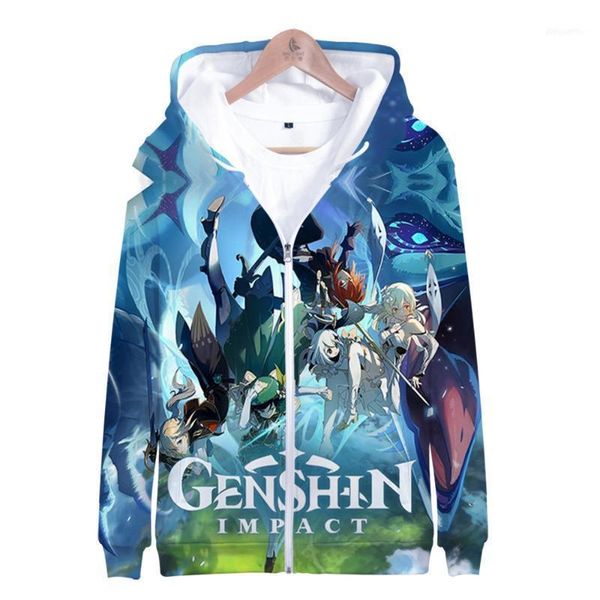 

women's jackets game genshin impact print women/men zipper hoodies long sleeve kid size hooded sweatshirts boys/girls streetwear 1, Black;brown