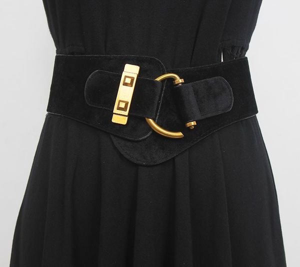 

belts women's runway fashion pu leather elastic cummerbunds female dress corsets waistband decoration wide belt r744, Black;brown