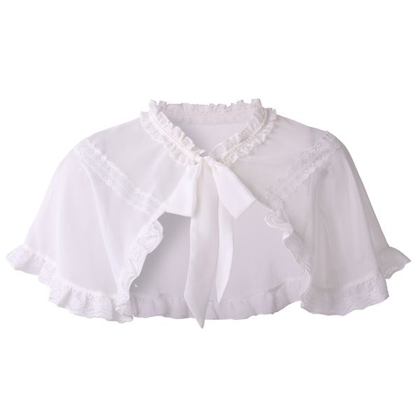 

lolita girls jsk dress white black mini cape for summer shoulder short chiffon cloak women