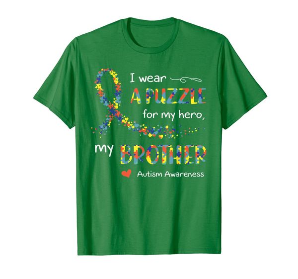 

i wear a puzzle for my brother autism awareness t-shirt, White;black