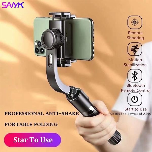 Sanyk Cep Telefonu Stabilizatör Anti-Shake El Gimbal Çekim Canlı Tripod Çok Fonksiyonlu Selfie Stick Akıllı Telefonlar 210713