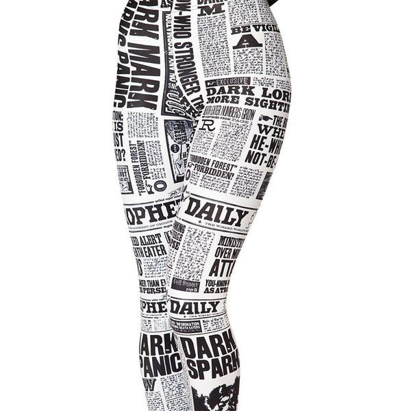 

legging paper leggings women tattoo fitness workout 3d print sports clothing women's broek soft body form, Black