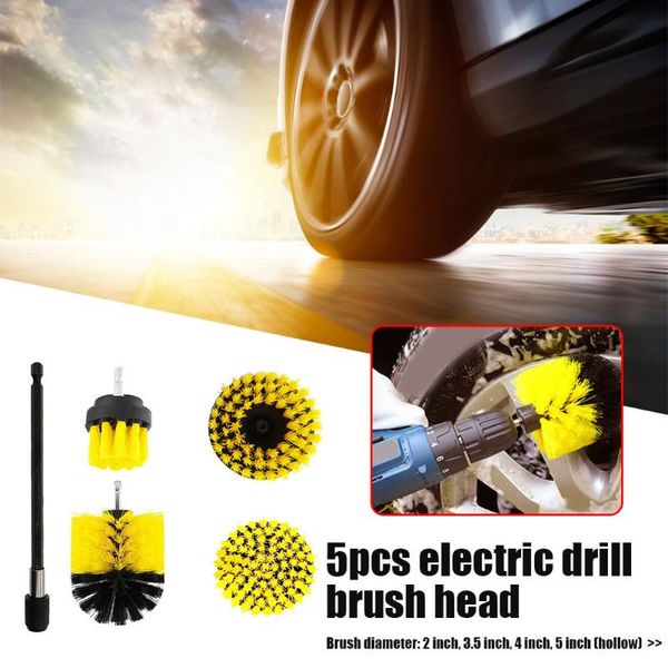 

car sponge electric drill brush attachment kit 4 sizes plastic bristle brushes + extension reach automobiles accessories