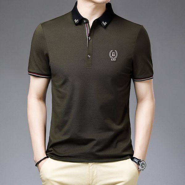 

new 2021 summer short sleeve polo shirt men's shirt casual business men's lapel half sleeve, White;black