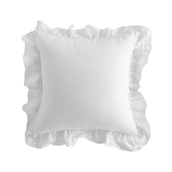 

pillow case 45x45cm elegant jacquard white cotton cushion cover flounce pillowcase stringy selvedge