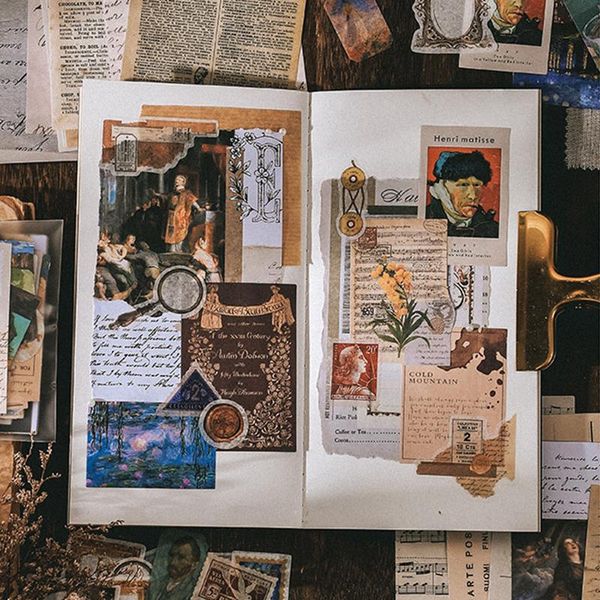 

gift wrap scrapbooking stickers 200 pcs vintage decor pack diy diary sticker collection artistic portrait paper decal