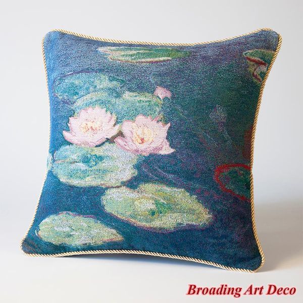 

cushion/decorative pillow claude monet tapestry cushion cover - water lilies, jacquard weave home decoration cotton 100% double sided size 4