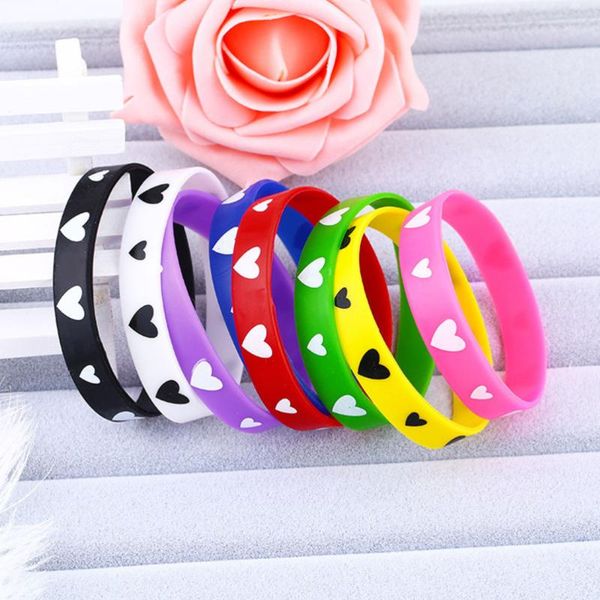 

charm bracelets 20pcs sports silicone bracelet wrist band hand rings decoration fashion candy color love pattern set (mixed color), Golden;silver