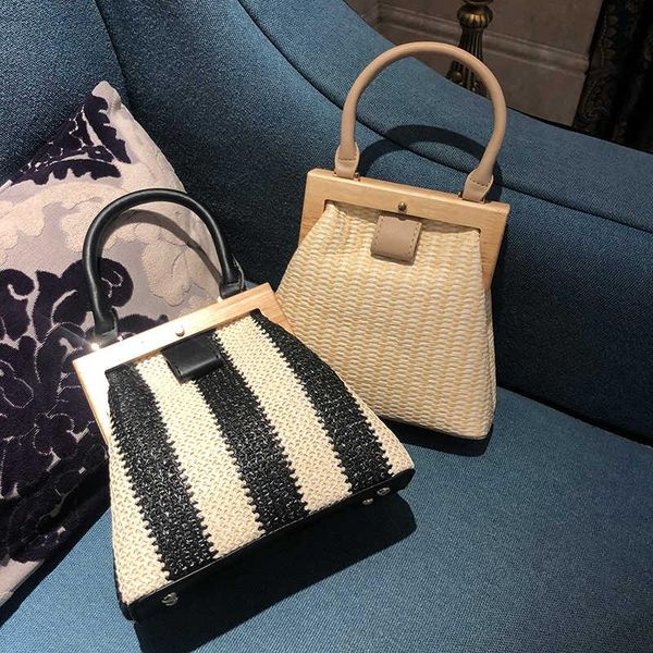 

cross body fashionable female luxury bags #45 shoulder bag summer straw travel wooden