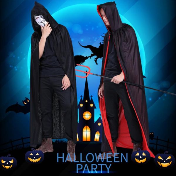 

party hats children double stand up collar cloak halloween velvet cape hooded medieval costume witch vampire cosplay