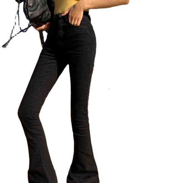 

jeans women's horseshoe summer thin pants high waist big leg flared h1046, Blue