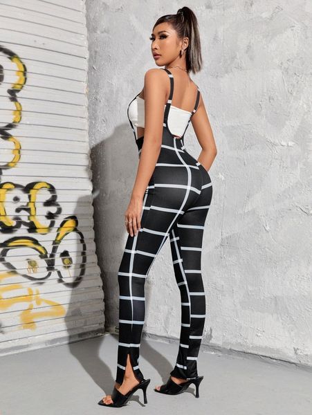 

plaid print overall jumpsuit without tube z6bc#, White