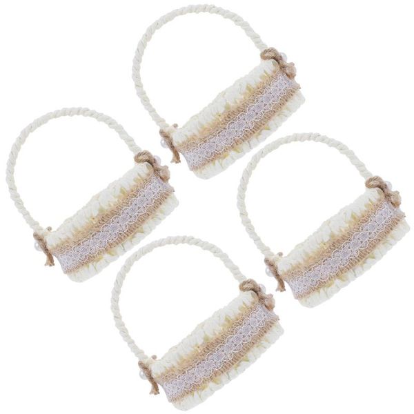 

waste bins 1 set woven lace basket handheld paper rope storage