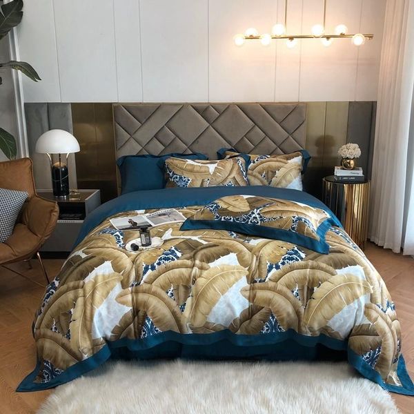 

bedding sets 100%lyocell tencel set colorful tropical leaves boho duvet cover 1bed sheet 2pillowcases cooling silky soft for summer