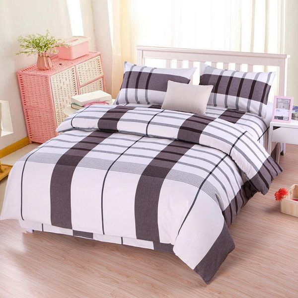 

special offer new plaid four-piece bed thickened old coarse cloth four-piece bed home textile three-piece bedroom