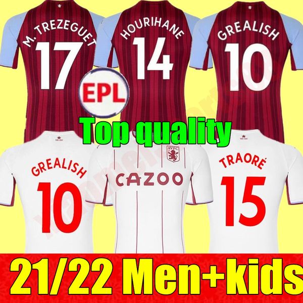 

21 22 men kids kit youth aston soccer jersey grealish m.trezeguet wesley el ghazi hourihane douglas mcginn barkley villa 2021 2022 home away, Black;yellow