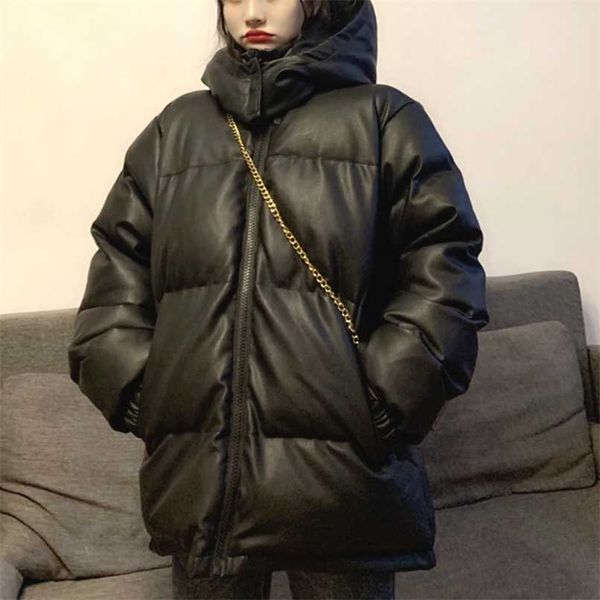

black winter coat women korean thick warm hooded coat female fashion parka femme high street women's autumn down jacket 211108
