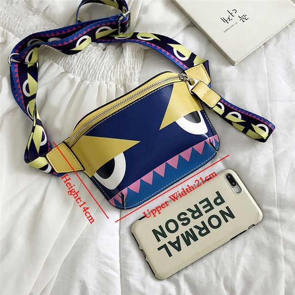 

women waist belt bag pu graffiti printing fanny pack wide shoulder strap messenger chest bag travel phone pouch bags