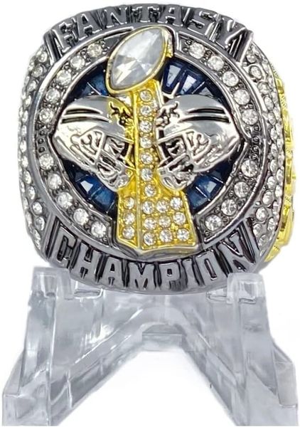 

2021 fantasy football championship ring | gunmetal and gold tone | award for ffl champion, Golden;silver