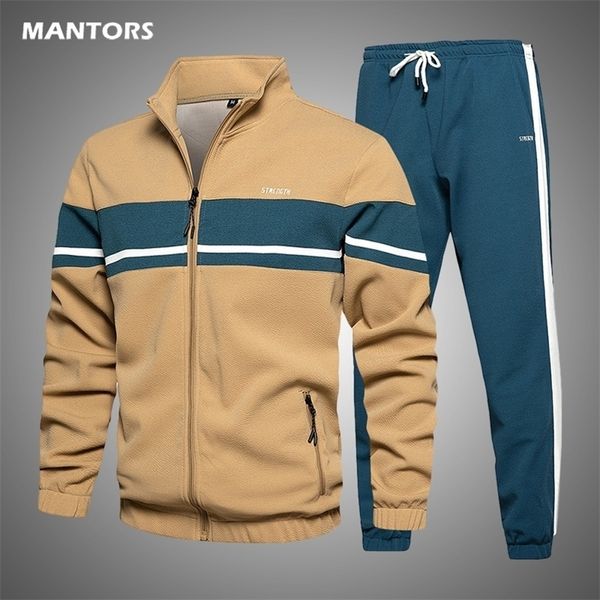 

men tracksuit autumn winter mens set brand sports suit jacket+pants 2 pieces set fashion casual track suit men clothing 201113, Gray