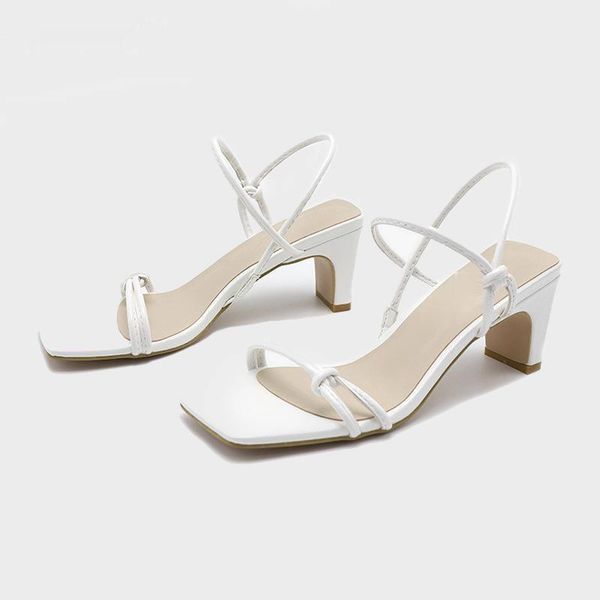 

dress shoes thin heel square head strap sandals material women's, Black