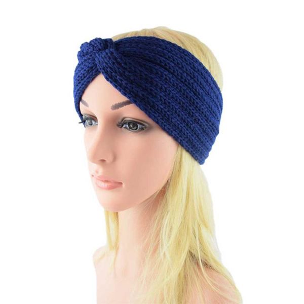 

wrap accessories soft elegant ear warmer girls knitted elastic winter cross women headband solid wide side fashion