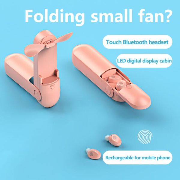 

multifunctional lighting handheld fan charging new f7 mini bluetooth headset 5.0 intelligent chips light and painless wearing