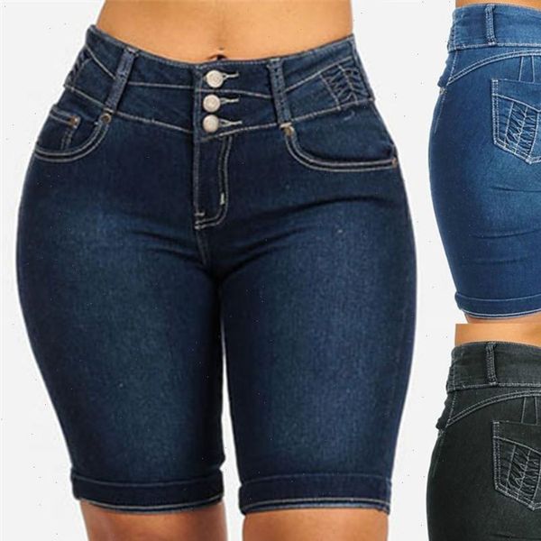 

plus size denim shorts women summer elastic slims fit bodycon knee length shorts skinny denim shorts for women short feminino, White;black