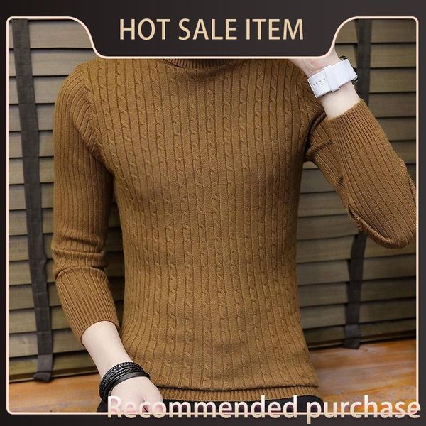 

sleeve brand mens slim long turtle braided neck turtleneck vintage fit knitted sweaters warm pullover men streetwear jumpers xtijp, Black