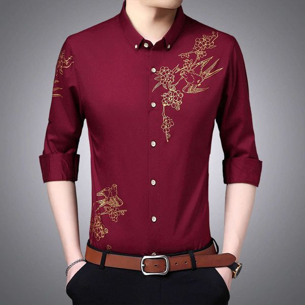 

2021 spring and autumn men's long sleeve korean leisure youth thin print barber shop non iron inch shirt, White;black