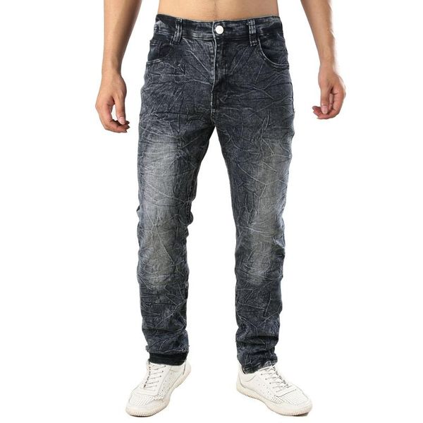 

men's jeans classic high stretch cotton hombre slim fit snowflake straight denim pants male autumn casual washed cowboy trousers, Blue