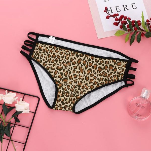 

1pc panties women comfortable underwears middle-waisted underpants female lingerie big size ladies leopard print briefs 2xl, Black;pink