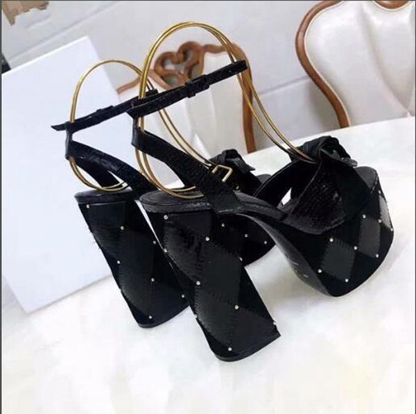

5.5cm high platform t show shoes 14cm heel summer gladiators for women high quality, Black