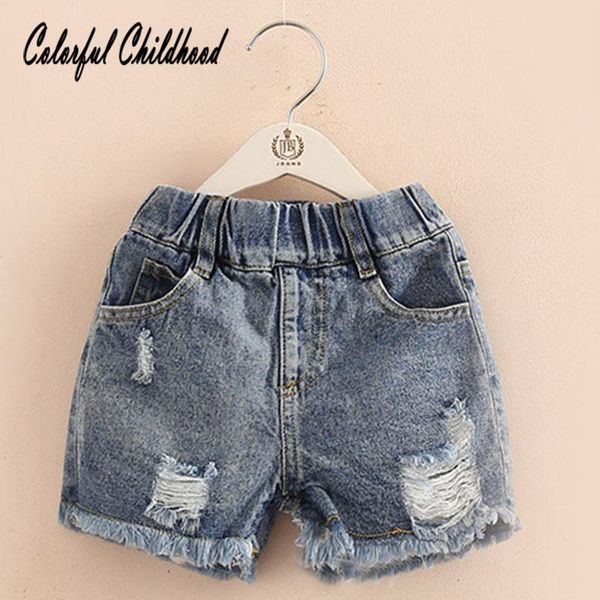 

shorts 2-12 yrs fashion summer girls trunks clothing baby pants ripped hole denim jeans children kids clothes, Black