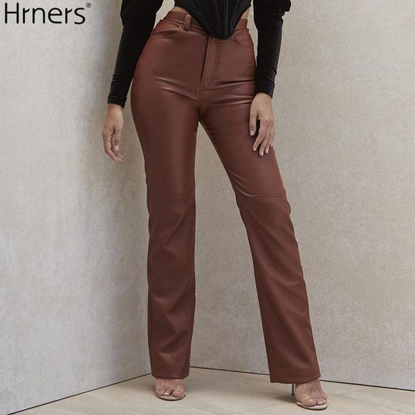 

women's pants & capris hrners goth leather insta vintage black high waist button loose long trousers pu faux streetwear, Black;white