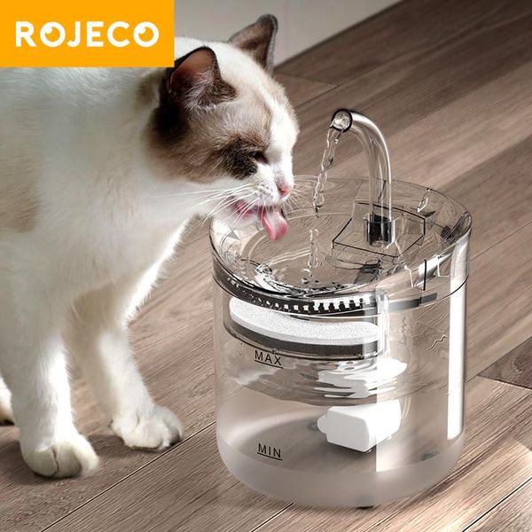

cat bowls & feeders rojeco 2l water fountain filter automatic sensor drinking for cats feeder pet dispenser auto drinker