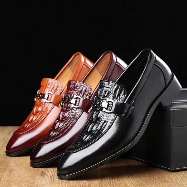 

dress shoes leather for men formal business oxfords male men's italian crocodile wedding party shoe, Black