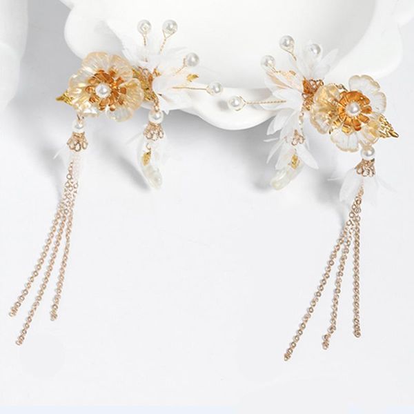 

hair clips & barrettes vintage chinese style crystal tassel pin flower clip grips women girls headband tiara headpeice jewelry vl, Golden;silver