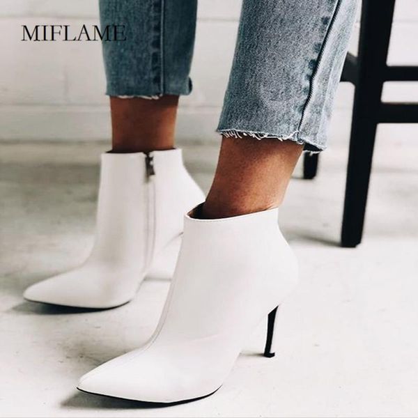 

boots women autnmu 2021 daily commuting pointed toe side zip matte leather ankle thin high heels ladies elegant pumps shoes, Black