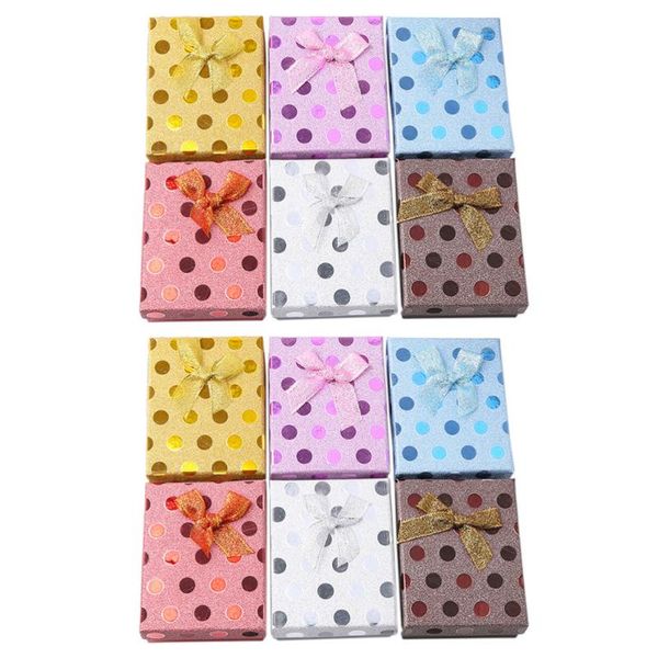 

12pcs bowknot decor packing boxes earring ring jewelry gift boxes (random color